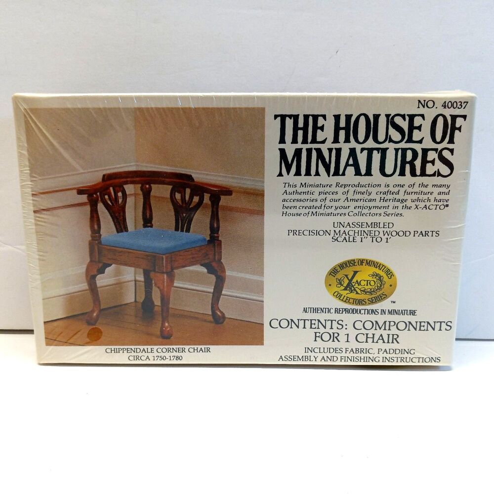 The House of Miniatures X-acto Chippendale Corner Chair Kit 1:12 40037 Vintage